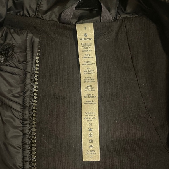lululemon Scuba Hoodie Glyde Black Puffer Jacket size 4, XS S - Picture 4 of 7